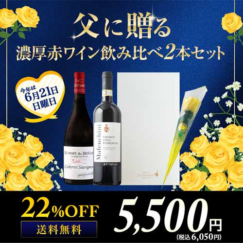 父に贈る 濃厚赤ワイン飲み比べ2本セット 送料無料 ギフトセット