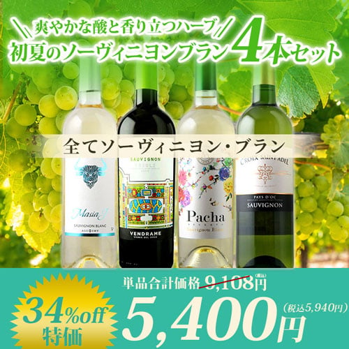爽やかな酸と香り立つハーブ 初夏のソーヴィニヨンブラン4本セット 白ワインセット