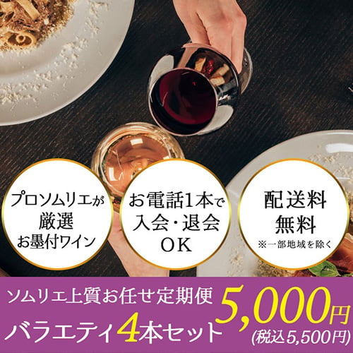 ソムリエ上質お任せ定期便 バラエティ4本セット（1ヶ月毎お届け） 送料無料 ワインセット
