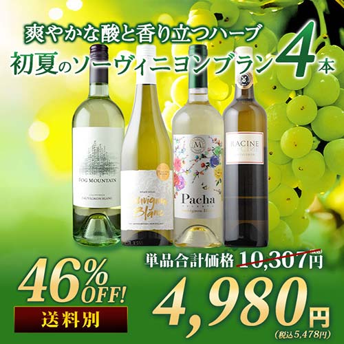 爽やかな酸と香り立つハーブ 初夏のソーヴィニヨンブラン4本セット 白ワインセット